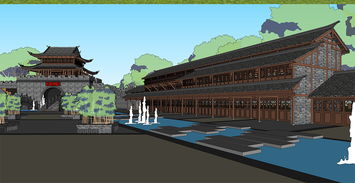 中式仿古公園入口大門建筑中式仿古建筑設(shè)計(jì)素材 建筑模型模型大全 18731564