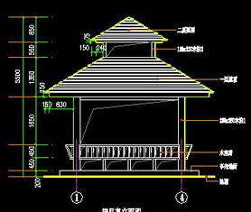 四角重檐亭古建筑施工圖紙免費下載 園林古建